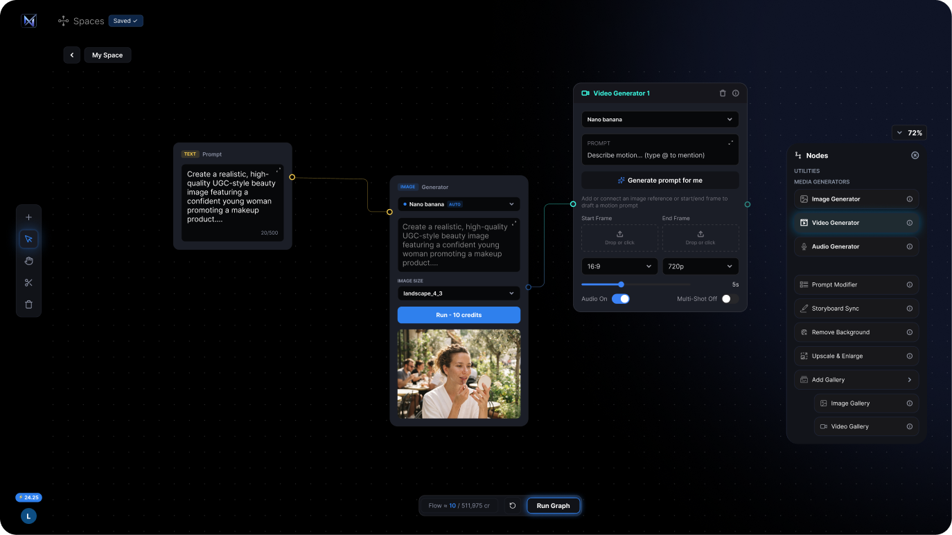 Spaces node canvas